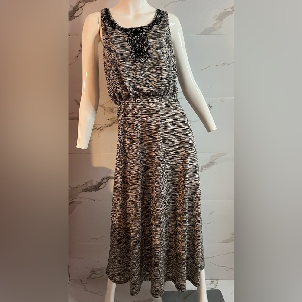 Denver Hayes Black & White Space-Dye Maxi Dress Size XL